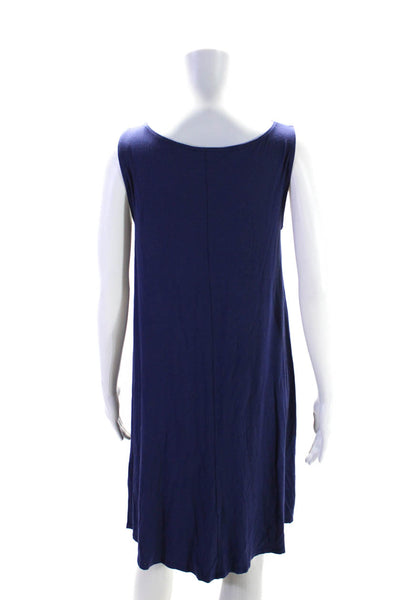 Eileen Fisher Womens Jersey Knit Boat Neck Sleeveless Tank Dress Blue Size S