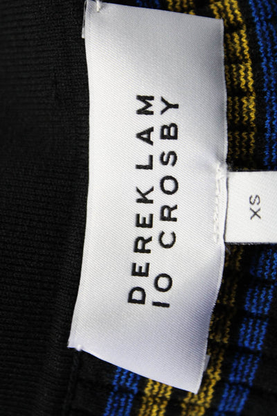 Derek Lam 10 Crosby Womens Long Sleeve Ribbed Striped Blouse Black Size XS
