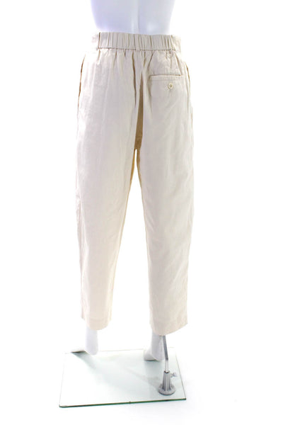 COS Womens Cotton High-Rise Pleated Front Straight Leg Capri Pants Beige Size 6