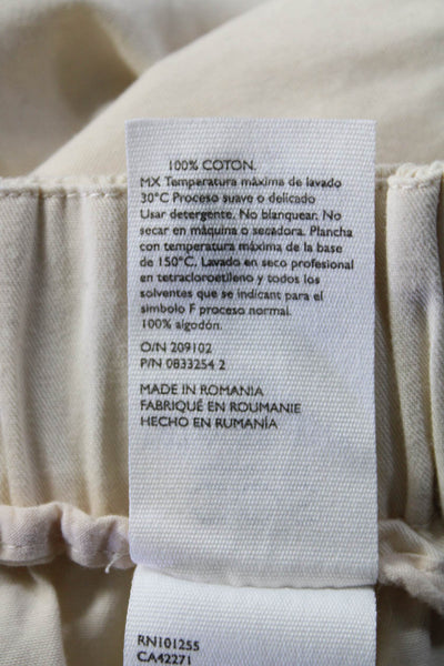COS Womens Cotton High-Rise Pleated Front Straight Leg Capri Pants Beige Size 6