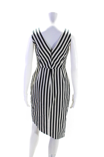 Altuzarra Womens Striped Print Button V-Neck Sleeveless Midi Dress White Size M