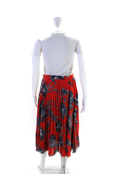 Gizia Womens Floral Print Zipped Pleated Textured A-Line Dress Red Size EUR36