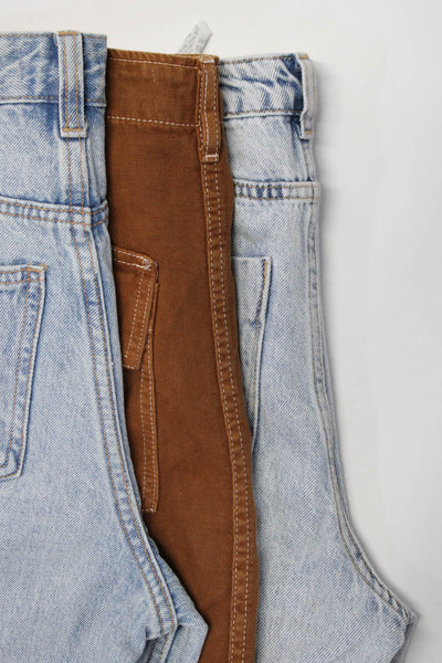 Zara Womens Cotton Distress Buttoned High Rise Jeans Pants Blue Size XS 2 Lot 3