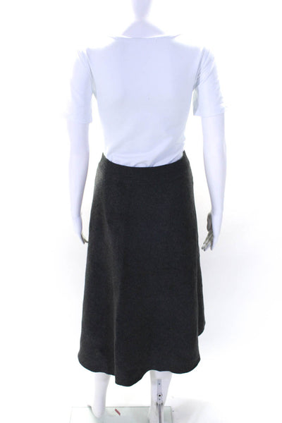 Max Studio Women's Elastic Waist A-Line Midi Unlined Skirt Gray Size L