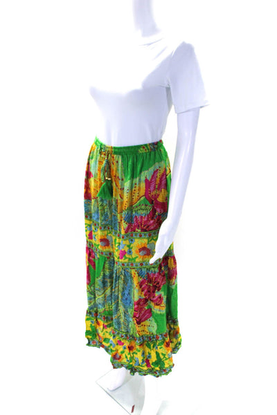 Cynthia Rowley Women's Elastic Waist Tiered Floral Maxi Skirt Size L