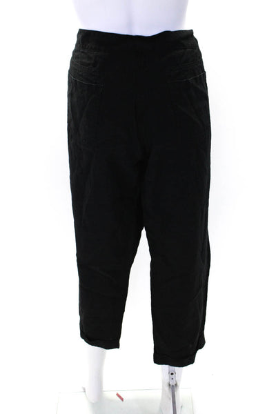 Eileen Fisher Womens Linen Flat Front Cuffed Lightweight Pants Black Size L