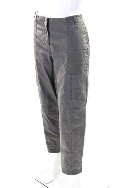Eileen Fisher Womens Cotton Mid Rise Straight Leg Pants Gray Size L