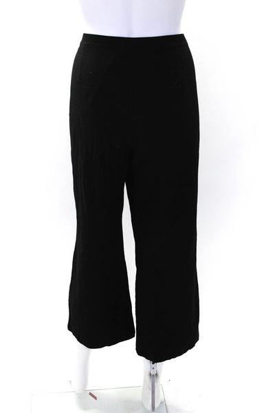 Eileen Fisher Womens Elastic Waist Cropped Wide Leg Pants Black Size XL