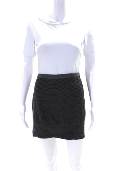 Eileen Fisher Womens Cotton Striped Knit Mini Skirt Gray Size XL