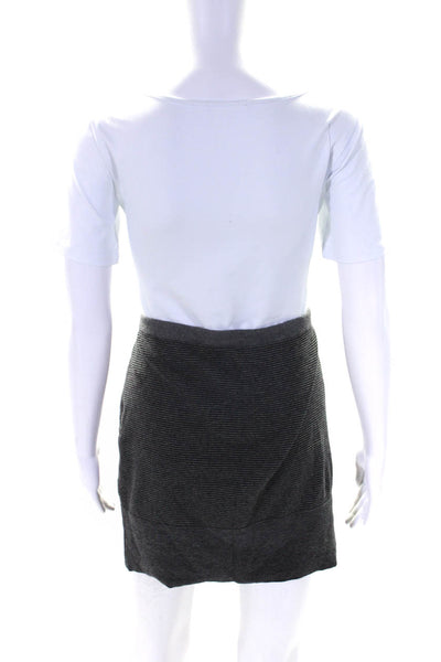 Eileen Fisher Womens Cotton Striped Knit Mini Skirt Gray Size XL