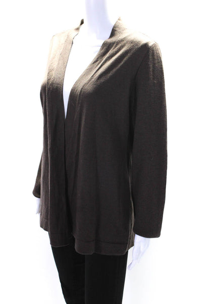 Eileen Fisher Womens Merino Wool Open Front Cardigan Sweater Brown Size XL
