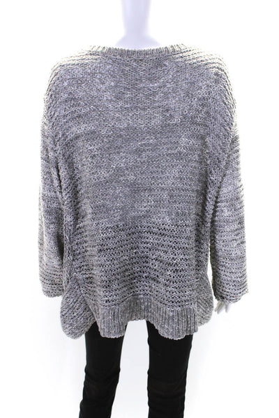 Eileen Fisher Womens Scoop Neck Long Sleeve Loose Knit Top Gray Size XL