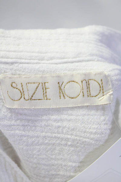Suzie Kondi Womens Cotton Textured Snap Buttoned Long Sleeve Blouse White Size S