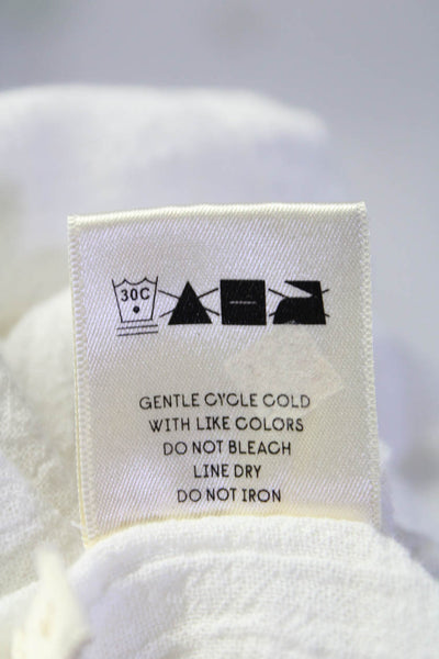 Suzie Kondi Womens Cotton Textured Snap Buttoned Long Sleeve Blouse White Size S