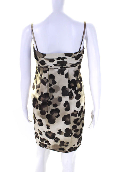 Moschino Cheap & Chic Womens Square Neck Leopard Silk Mini Dress Brown Size 4