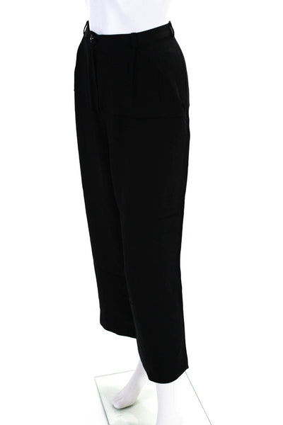 Salvatore Ferragamo Womens Black Silk High Rise Crop Dress Pants Size 16