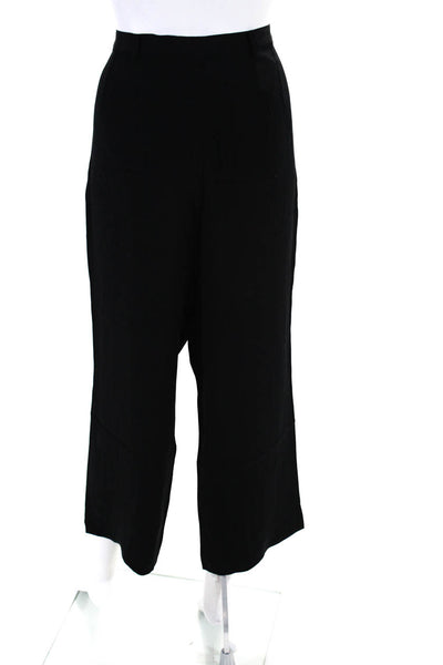 Salvatore Ferragamo Womens Black Silk High Rise Crop Dress Pants Size 16