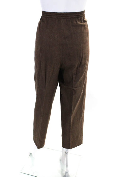 Guy Laroche Womens Brown Plaid Long Sleeve Button Down Shirt Pants Set Size 42