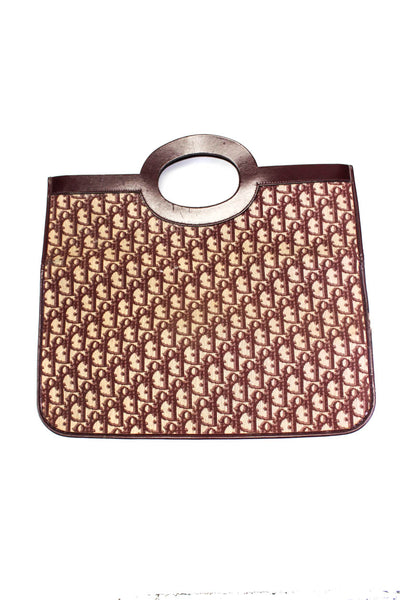 Christian Dior Womens Red Coated Canvas Monogram Clutch Bag Handbag