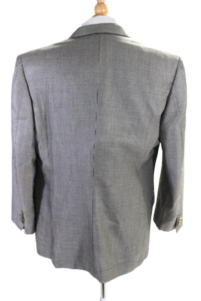 Brioni Mens Two Button Notched Lapel Houndstooth Blazer Jacket White Black 43R