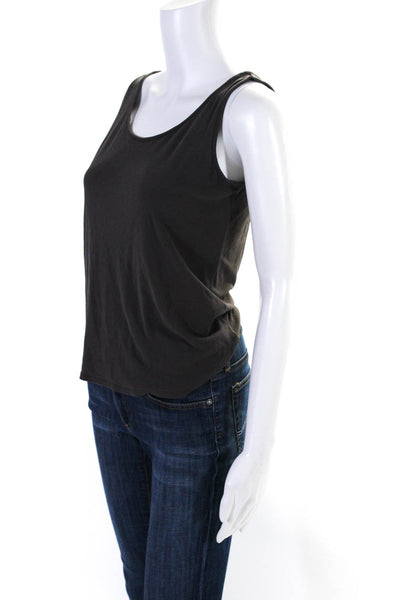 Eileen Fisher Womens Stretch Silk Scoop Neck Pullover Tank Top Gray Size S