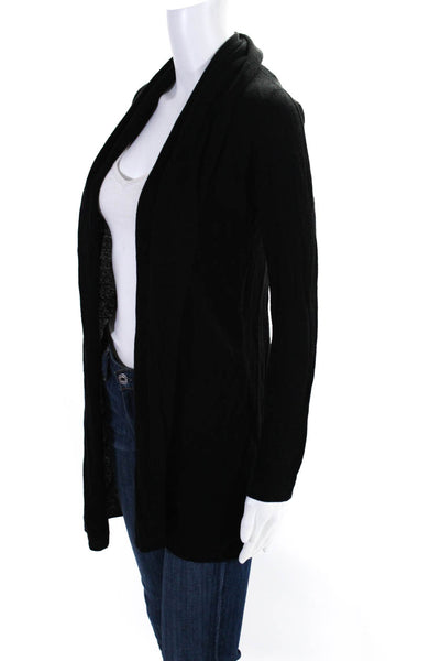 Theory Womens Linen Blend Draped Open Front Cardigan Sweater Black Size S