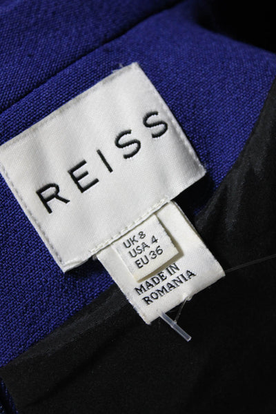 Reiss Womens V-Neck Short Sleeve Zip Up Knee Length Dress Purple Size 4