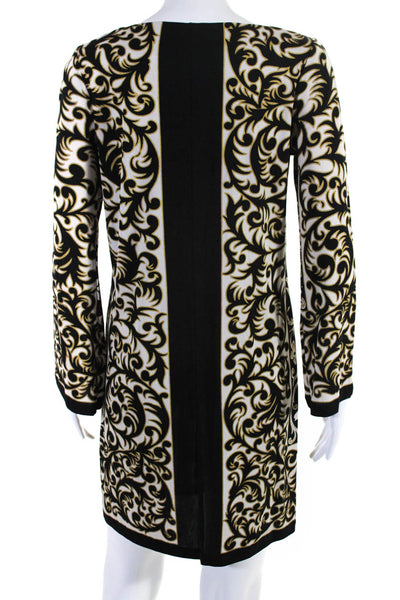 Nicole Miller Collection Womens Silk Floral Print Long Sleeve Dress Gold Size P