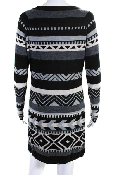 SmartWool Womens Wool Long Sleeve Geometric Print Sweater Dress Black Size M