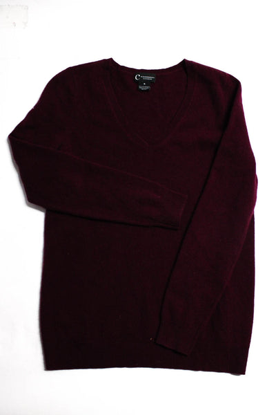 C by Bloomingdales Women's Long Sleeves Cashmere Sweater Burgundy Size M Lot 2