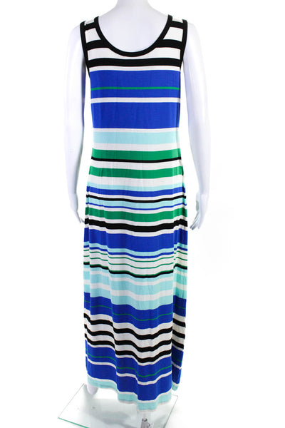 Calvin Klein Women's Scoop Neck Sleeveless Fitted Stripe Maxi Dress Size M