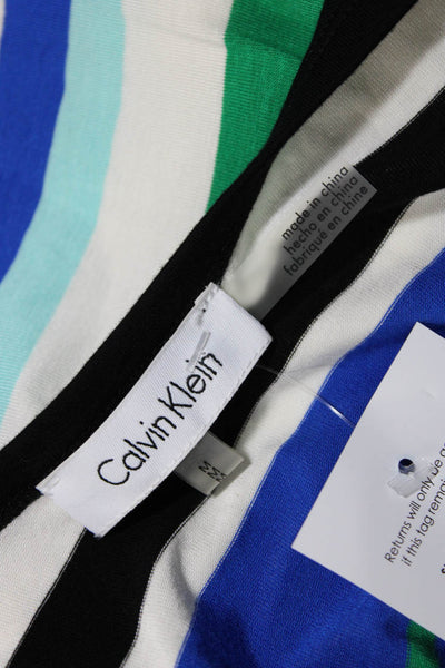 Calvin Klein Women's Scoop Neck Sleeveless Fitted Stripe Maxi Dress Size M