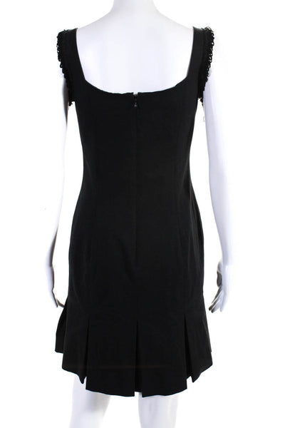 Searle Women's Scoop Neck Sleeveless Fringe A-Line Mini Dress Black Size 6