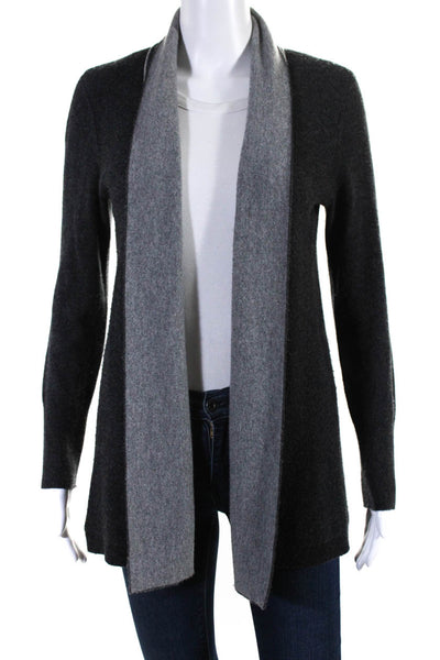 Magaschoni Women's Long Sleeves Open Front Cardigan Sweater Gray Size S