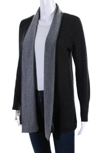 Magaschoni Women's Long Sleeves Open Front Cardigan Sweater Gray Size S