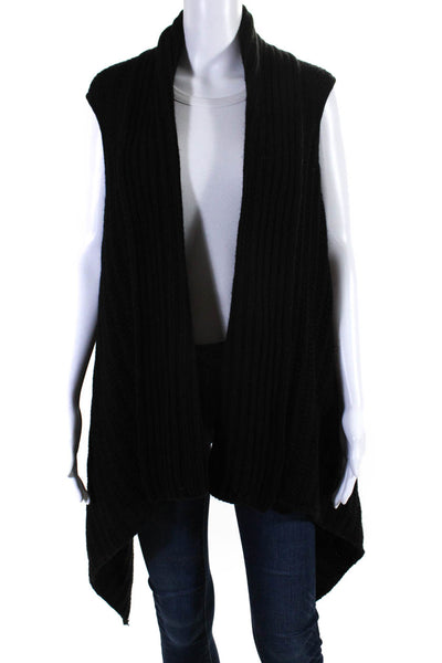 Joie Women's Collared Sleeveless Knit Cardigan Sweater Black Size S