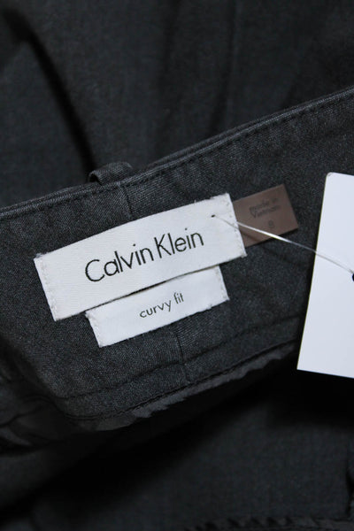 Calvin Klein Womens Stretch High Rise Zip Up Straight Leg Pants Gray Size 8