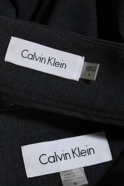 Calvin Klein Womens Notched Collar Blazer Pencil Skirt Gray Size 8