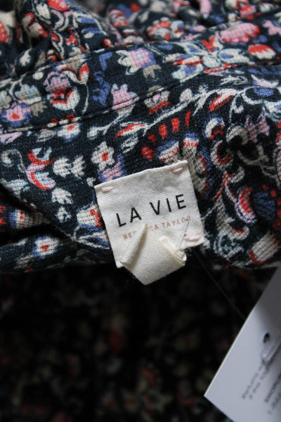 La Vie Womens Floral Printed Short Sleeve A-Line Smocked Dress Black Size XS