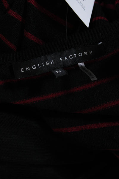 English Factory Womens Long Sleeve Striped Sweater Tulle Midi Dress Black Medium