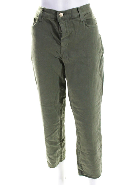L'Agence Womens Twill High Rise Zip Up Cut Off Pants Jeans Green Size 32
