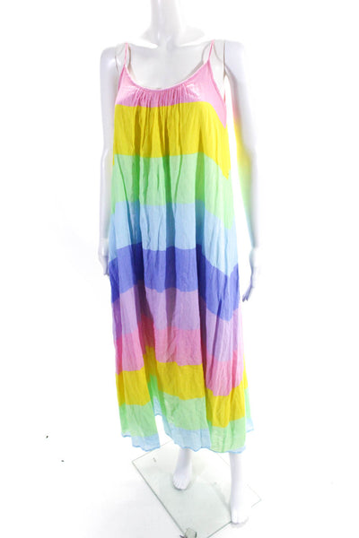 Olivia Rubin Womens Rainbow Color Block Tier Midi Shift Dress Multicolor Size 0