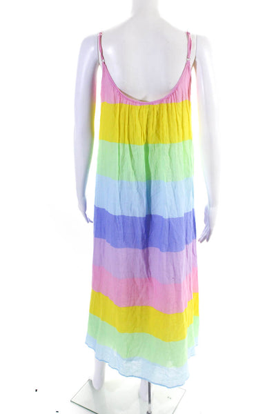 Olivia Rubin Womens Rainbow Color Block Tier Midi Shift Dress Multicolor Size 0