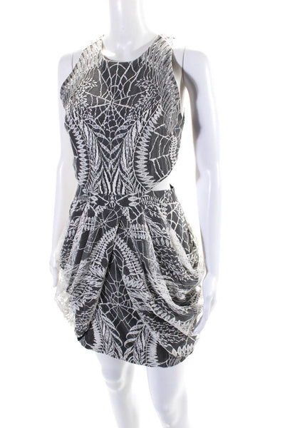 Sally LaPointe Womens Cutout Bodice Draped Lace Mini Sheath Dress White Size 2