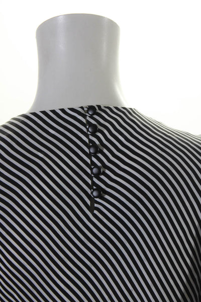 Frame Womens Long Sleeve Striped V Neck Top Blouse Black White Size Extra Small