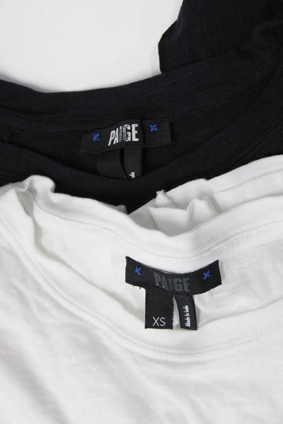 Paige Womens Short Flutter Sleeve Crop Tee Shirt Black White Size XS Lot 2