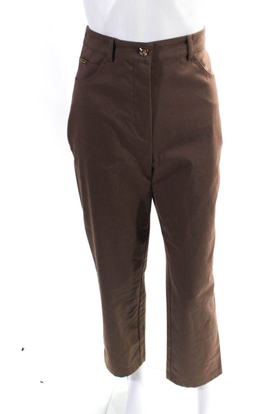 St. John Sport By Marie Gray Womens Cotton High Rise Pants Brown Size 4