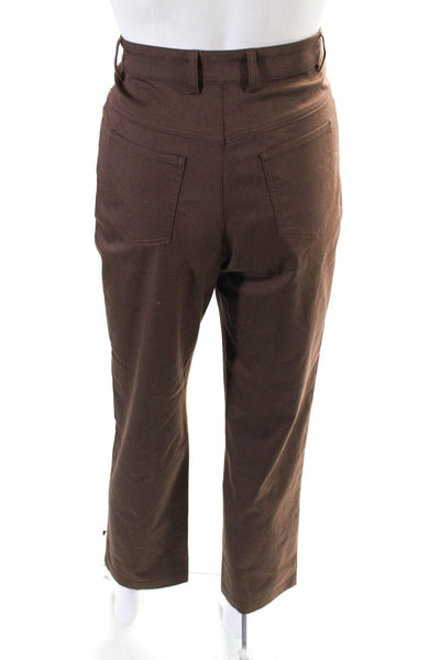 St. John Sport By Marie Gray Womens Cotton High Rise Pants Brown Size 4
