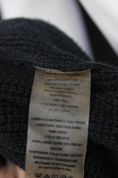 Margaret OLeary Womens Cotton Waffle Knit Full Zip Jacket Black Size  M