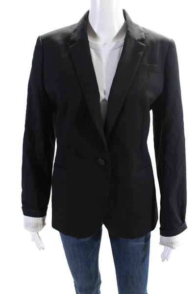 J Crew Women's Collared Long Sleeves Lined One Button Blazer Black Size 12